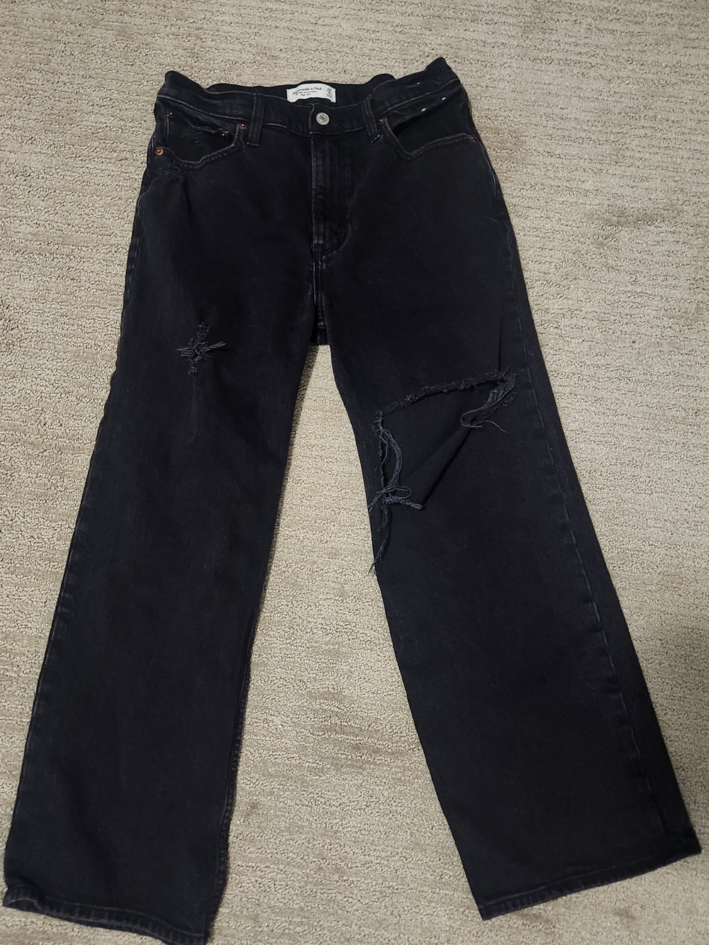 Abercrombie & Fitch Black Distressed Relaxed Jeans